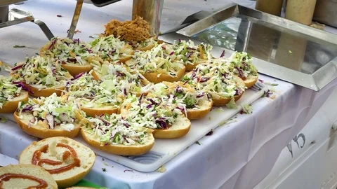 Making Pulled Pork Sandwhiches Stock Footage 118926905