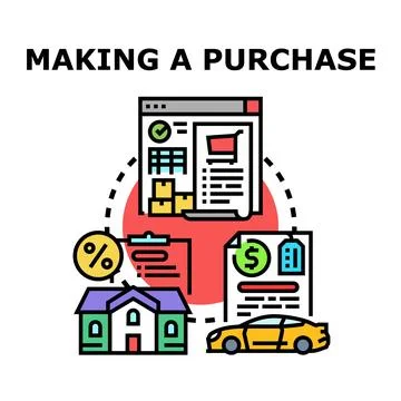 Making a purchase acquiring property and goods concept Stock Illustration