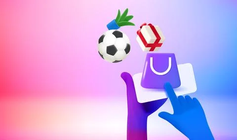 Making purchasing online concept. 3d vector banner with copy space Stock Illustration