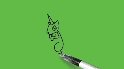 Making a rabbit in black,grey, brown and white colour combination at plain green Vidéo 155365566