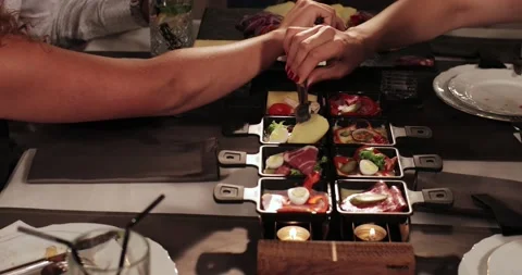 Making raclettes. close-up Stock Footage 179026017