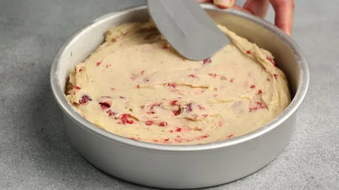 Making raspberry cake process video Stock Footage 242608297