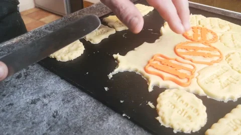 Making raw homemade rude cookie dough naughty quote words insult kitchen Stock Footage 171107298