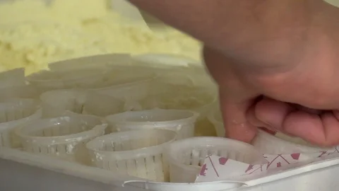 Making Ricotta Cheese- Diary Cheese Factory Stock Footage 95768229