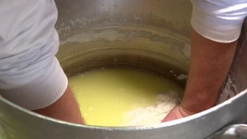 Making Ricotta Cheese- Diary Cheese Factory Stock Footage 95768420