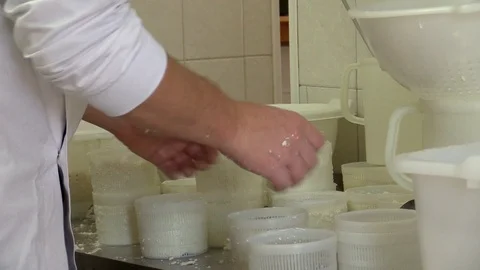 Making Ricotta Cheese- Diary Cheese Factory Stock Footage 95768442