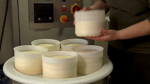 Making Ricotta Cheese- Diary Cheese Factory Stock Footage 95768682