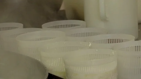 Making Ricotta Cheese- Diary Cheese Factory Video stock 95768846