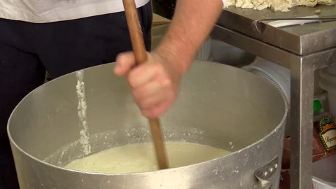 Making Ricotta Cheese- Diary Cheese Factory Stock Footage 95768889