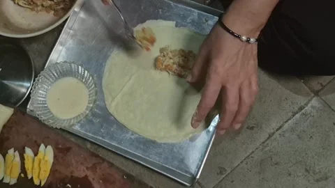 Making risol ragout Stock Footage 330924933