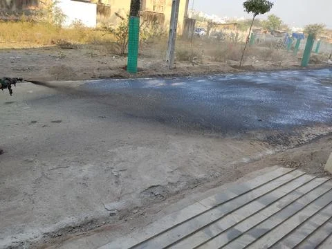 Making a road construction work Stock Photos