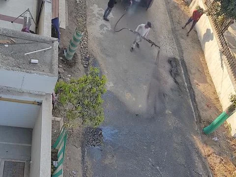 Making a road construction work Stock Photos