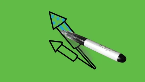 Making rocket firework in blue colour with black outline on green background Vidéo 157603152