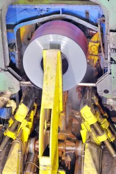 Making the  rolls of steel sheet Stock Photos