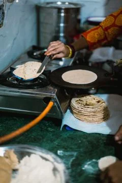 Making roti bread Stock Photos