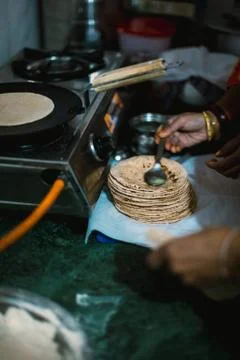 Making roti bread Stock Photos