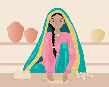 Making roti Stock Illustration