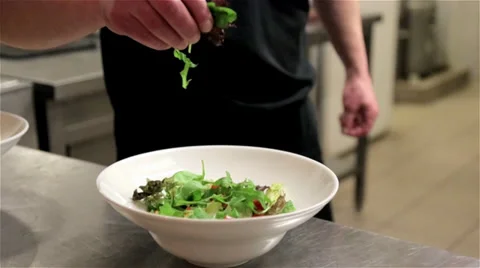 Making a salad. 2 slow motion shots. Stock Footage 36808294