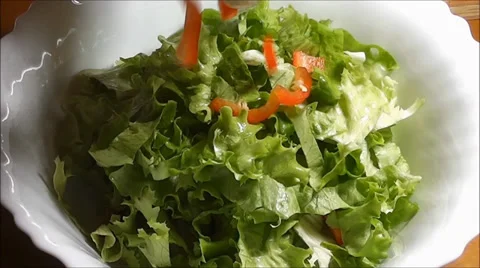 Making a Salad Stock Footage 34356085