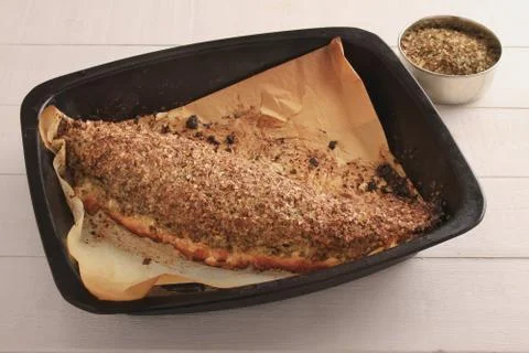 Making salt baked fish Stock Photos