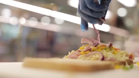 Making a Sandwich - Adding Onions Stock Footage 77225549