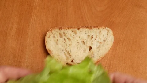 Making sandwich with white bread. Stock Footage 71566568