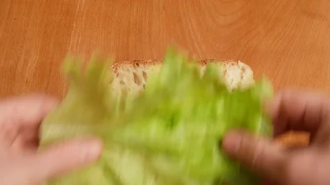 Making sandwich with white bread. Stock Footage 71567395