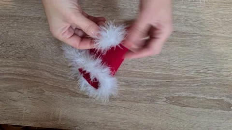 Making santa hat Stock Footage 157386200