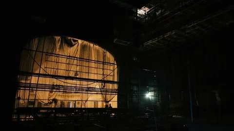 Making of the scenery in the theatre Stock Footage 71104984
