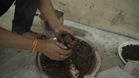 Making seed balls or Beej Bomb (hindi) Stock Footage 136332228