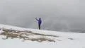 making a selfie on dolomites summit in snow 4k or 4k+ Resolution