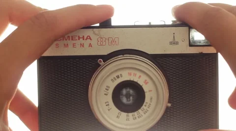 Making Selfie With Old Camera Stock Footage 65251957