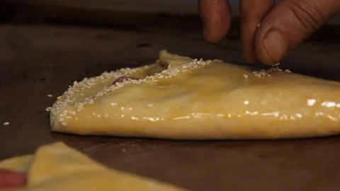 Making Sesame Bread, Slow Motion Stock Footage 118996783