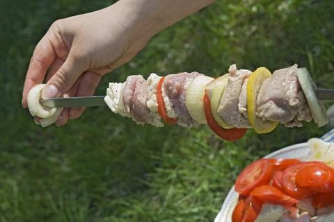 Making shashlik Stock Photos
