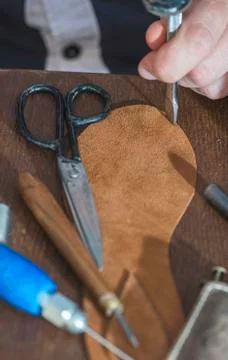 Making shoes Stock Photos