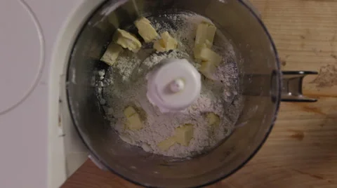 Making shortcrust pastry in a food processor; top -hot Stock Footage 64025967