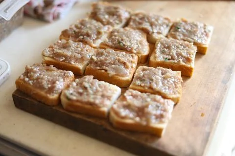 Making shrimp bread Stock Photos