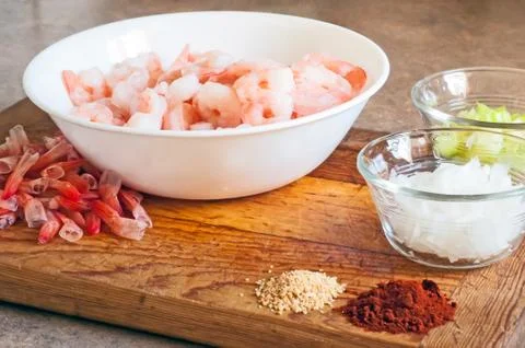 Making Shrimp Creole Stock Photos