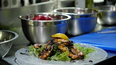Making a Shrimp Dish Stock Footage 131367243