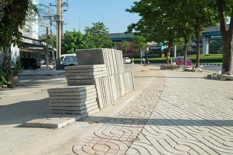 Making the sidewalk Foto stock