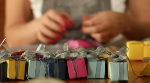 Making small gift boxes Stock Footage 43353110