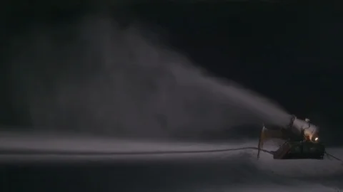 Making snow with artificial snow maker Stock Footage 101609575