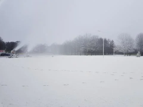 Making snow in winter Stock Photos