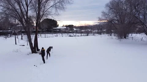 Making a snowman Stock Footage 158547684