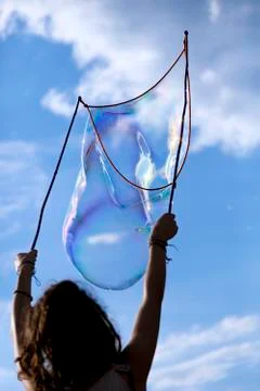 Making soap bubbles at mauerpark Stock Photos