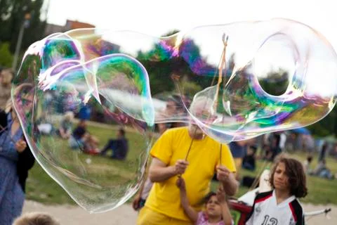 Making soap bubbles at mauerpark Stock Photos
