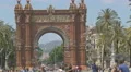 Making soap bubbles near Arc de Triomf in Barcelona 4k or 4k+ Resolution