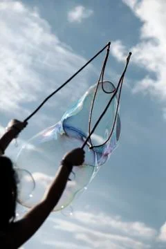 Making soap sud bubbles Stock Photos