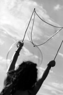 Making soap sud bubbles Stock Photos