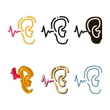 Making sounds forms by ear icon vector outline Stock Illustration